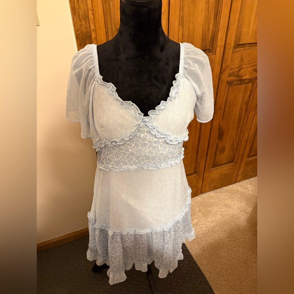 Ultra Flirt Soft Blue Ruffle Dress